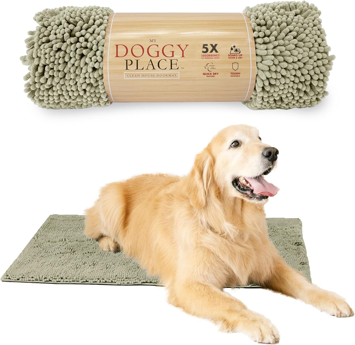Premium Dog Mud Mat - 36" x 26" Oatmeal Microfiber Rug for Ultimate Absorbency & Quick Drying - Perfect for Snow, Mud, and Salt